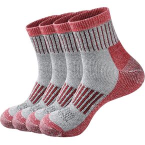 ECOEY Men's Merino Wool Cushioned Hiking Trekking Socks 4 Pairs, Quarter Length with Moisture Wicking in Kuwait