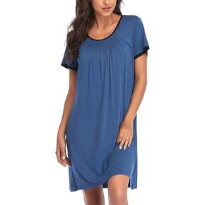 COLORFULLEAF المرأة ثوب النوم قصيرة الأكمام قميص النوم قميص النوم مريح ملابس خاصة مطوي Scoopneck قميص النوم S-XXL in Kuwait