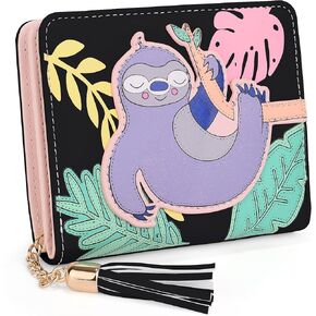 محفظة UTO للفتيات من جلد الكسل اللطيف نباتي صغير للنساء حامل بطاقات على شكل شرابة محفظة عملات كاواي in Kuwait