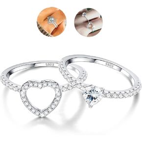 FASACCO خواتم القلب 925 خواتم الخطبة من الفضة الاسترليني للنساء قطع القلب هالة مكعب زركونيا خواتم وعد الزفاف خواتم مطابقة الحجم 5-10 in Kuwait