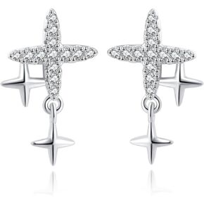 SLUYNZ 925 Sterling Silver CZ Star Earrings Studs for Women Teen Girls Tiny Post Studs Earrings Star Drop