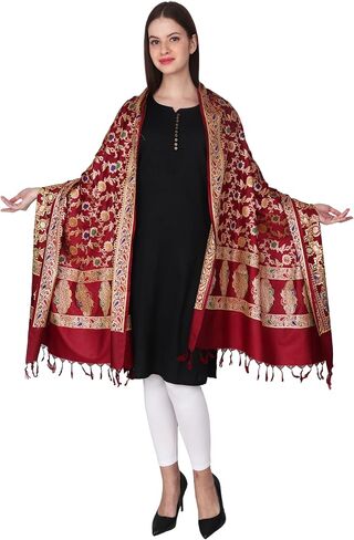 شال الباشمينا من Rameshwaram Fabrics، وشاح باناراسي للنساء، مصنوع من الحرير الخالص لحفلات الزفاف، والحفلات - شالات وشاح ناعمة in Kuwait