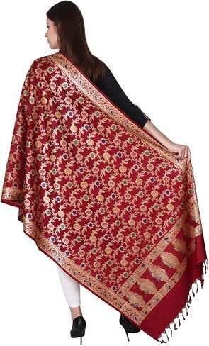 شال الباشمينا من Rameshwaram Fabrics، وشاح باناراسي للنساء، مصنوع من الحرير الخالص لحفلات الزفاف، والحفلات - شالات وشاح ناعمة in Kuwait