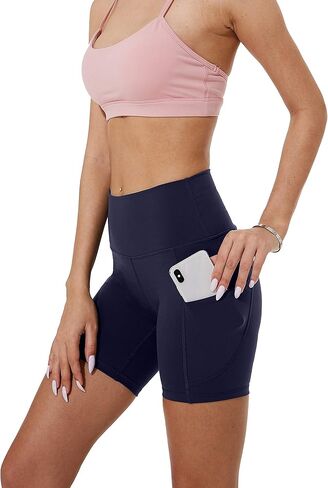 شورت يوجا نسائي عالي الخصر للتحكم في البطن من Mipaws مع جيوب درزة داخلية 6 بوصات in Kuwait