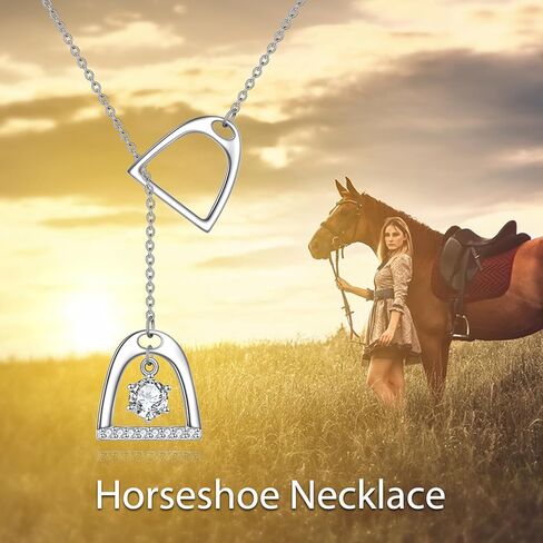 HANCOCK Stirrup Horse Necklace Sterling Silver Lucky Horse Stirrup Pendant Jewelry Horse Gifts for Women Men Girls Boys in Kuwait