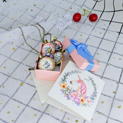 Buenavo الكتاب المقدس الآية قلادة قلادة الأغاني المسيحية والتراتيل الزجاج كابوشون قلادة مستوحاة قلادة مع سلسلة 24 بوصة اليدوية للهدايا 5 قطع in Kuwait