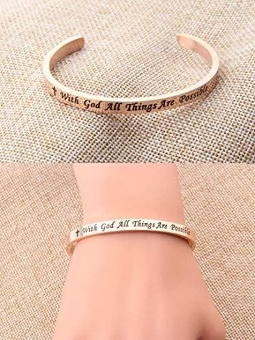 FEELMEM ماثيو 19:26 مع الله كل الأشياء ممكنة الإيمان الكفة الإسورة سوار مجوهرات دينية الهدايا المسيحية in Saudi Arabia