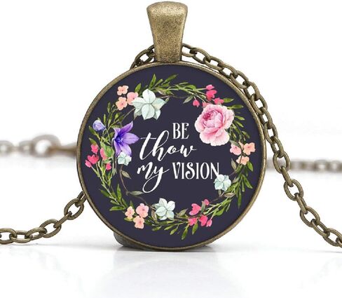 Buenavo الكتاب المقدس الآية قلادة قلادة الأغاني المسيحية والتراتيل الزجاج كابوشون قلادة مستوحاة قلادة مع سلسلة 24 بوصة اليدوية للهدايا 5 قطع in Kuwait