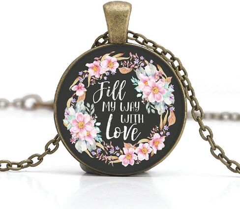 Buenavo الكتاب المقدس الآية قلادة قلادة الأغاني المسيحية والتراتيل الزجاج كابوشون قلادة مستوحاة قلادة مع سلسلة 24 بوصة اليدوية للهدايا 5 قطع in Kuwait