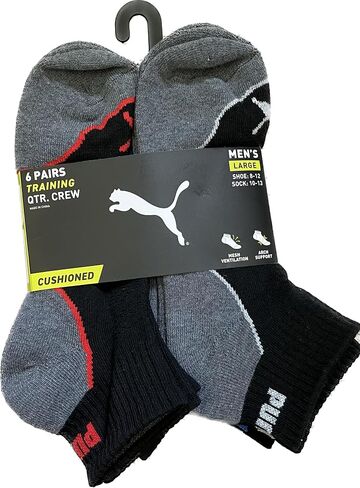 PUMA 6 PAIRS QUARTER CREW MEN LARGE SOCKS SHOE 8-12 SOCK 10-13 in Saudi Arabia