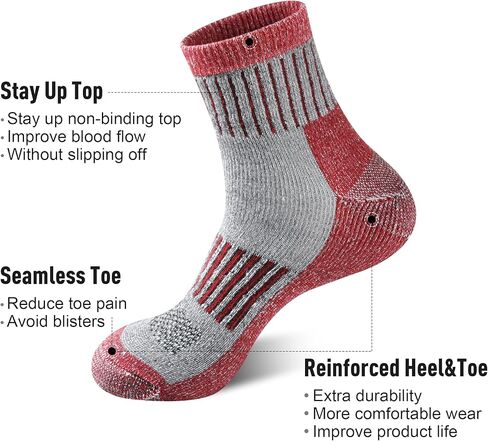 جوارب رحلات المشي لمسافات طويلة مبطنة من صوف ميرينو للرجال من ECOEY، 4 أزواج، طول ربع مع امتصاص للرطوبة in Kuwait