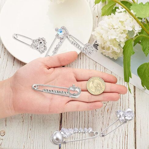PH PandaHall 6pcs Brooch Pins Brooches Rhinestones Flower Heart Safety Pin Brooch Jewelry for Women Scarf Lapel Collar Sweater Hat Christmas Valentine's Gifts in Saudi Arabia