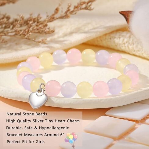 UNGENT THEM 13th Birthday Gifts for Girls, Natural Stone Heart Charm Bracelets for 13 Year Old Daughter Granddaughter Niece Friends in Saudi Arabia