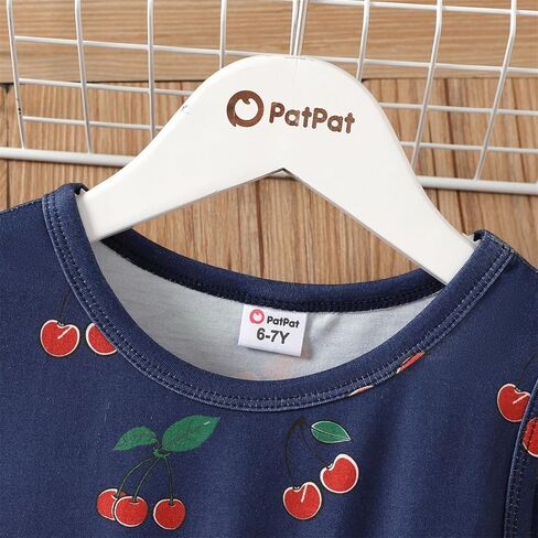 فستان PATPAT للأطفال البنات بدون أكمام مطبوع عليه كرز بالكامل فستان صيفي كاجوال بدون أكمام من 5 إلى 10 سنوات in Kuwait