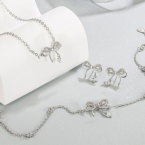 Kasmena Jewelry Sets for Women,Bow Necklace Earrings Bracelet Set For Bride Bridesmaid Wedding Party Prom, Copper Alloy, No Gemstone in Kuwait