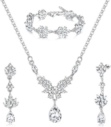 SAILIMUE الزفاف مجموعة مجوهرات الزفاف للعرائس النساء وصيفه الشرف دمعة كريستال حجر الراين خلفية قلادة القرط سوار مجموعات حفلة موسيقية زي مجوهرات اكسسوارات الشظية ارتفع الذهب in Kuwait