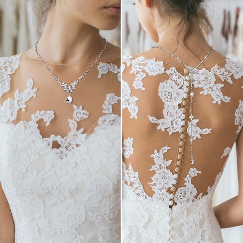 SAILIMUE الزفاف مجموعة مجوهرات الزفاف للعرائس النساء وصيفه الشرف دمعة كريستال حجر الراين خلفية قلادة القرط سوار مجموعات حفلة موسيقية زي مجوهرات اكسسوارات الشظية ارتفع الذهب in Kuwait