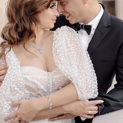 SAILIMUE الزفاف مجموعة مجوهرات الزفاف للعرائس النساء وصيفه الشرف دمعة كريستال حجر الراين خلفية قلادة القرط سوار مجموعات حفلة موسيقية زي مجوهرات اكسسوارات الشظية ارتفع الذهب in Kuwait