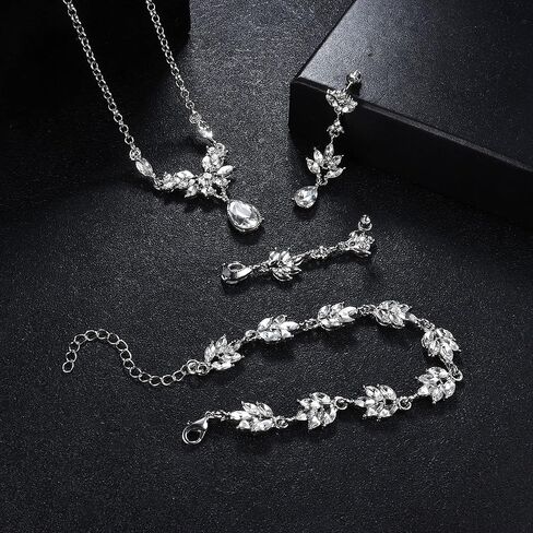 SAILIMUE الزفاف مجموعة مجوهرات الزفاف للعرائس النساء وصيفه الشرف دمعة كريستال حجر الراين خلفية قلادة القرط سوار مجموعات حفلة موسيقية زي مجوهرات اكسسوارات الشظية ارتفع الذهب in Kuwait