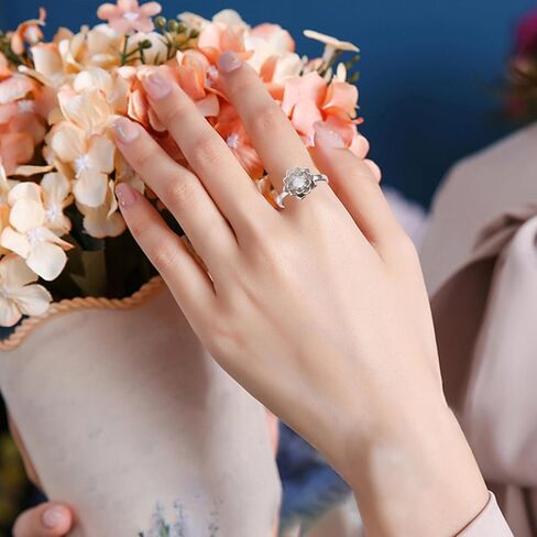 Yearace Just Breathe Spinner Ring للقلق 925 الفضة الاسترليني للتدوير Moonstone Lotus Ring تخفيف القلق الإجهاد خاتم مجوهرات هدايا للنساء الفتيات in Kuwait