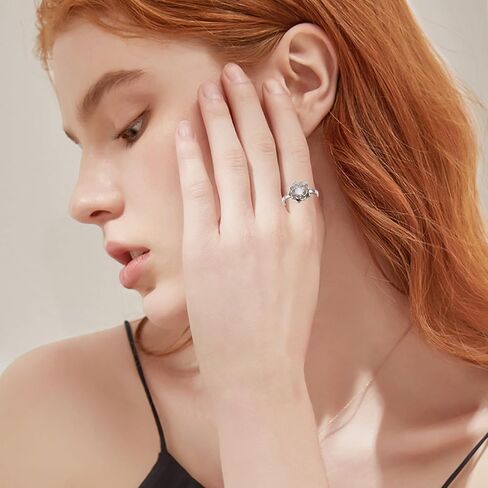 Yearace Just Breathe Spinner Ring للقلق 925 الفضة الاسترليني للتدوير Moonstone Lotus Ring تخفيف القلق الإجهاد خاتم مجوهرات هدايا للنساء الفتيات in Kuwait