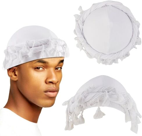 FASOTY عمامة للرجال أغطية رأس ملتوية Durag حرير ساتان مبطن هالة عمامة للرجال مشروط وغطاء شعر بونيه للنوم in Kuwait