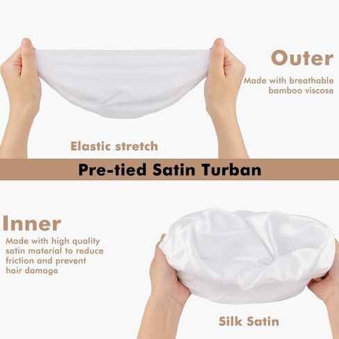 FASOTY عمامة للرجال أغطية رأس ملتوية Durag حرير ساتان مبطن هالة عمامة للرجال مشروط وغطاء شعر بونيه للنوم in Kuwait
