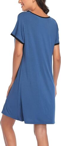 COLORFULLEAF المرأة ثوب النوم قصيرة الأكمام قميص النوم قميص النوم مريح ملابس خاصة مطوي Scoopneck قميص النوم S-XXL in Kuwait