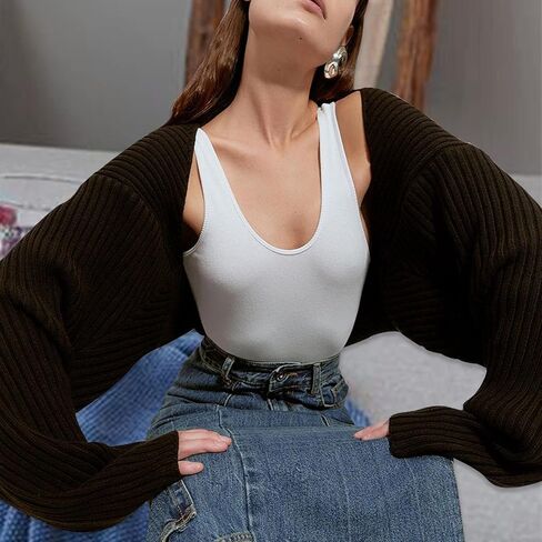 ACOSAP High Collar Long Puff Sleeve Sweater Knitwear Solid Color Pullover Crop Top Ultra Short Turtleneck Sweatshirt in Saudi Arabia
