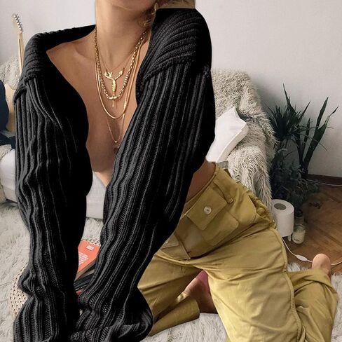 ACOSAP High Collar Long Puff Sleeve Sweater Knitwear Solid Color Pullover Crop Top Ultra Short Turtleneck Sweatshirt in Saudi Arabia