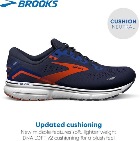 Brooks Men's Ghost 15 Neutral Running Shoe - Peacoat/Orange/Surf The Web - 12 Medium in Saudi Arabia
