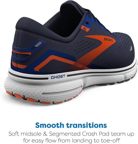 Brooks Men's Ghost 15 Neutral Running Shoe - Peacoat/Orange/Surf The Web - 12 Medium in Saudi Arabia