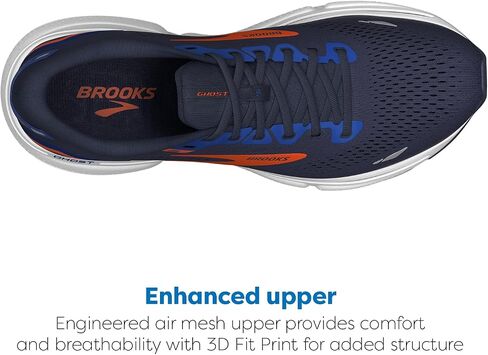 Brooks Men's Ghost 15 Neutral Running Shoe - Peacoat/Orange/Surf The Web - 12 Medium in Saudi Arabia