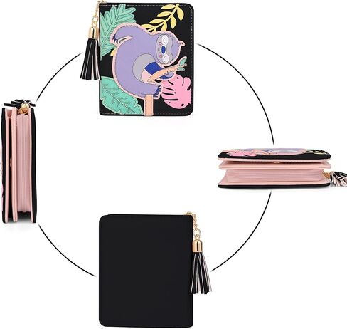 محفظة UTO للفتيات من جلد الكسل اللطيف نباتي صغير للنساء حامل بطاقات على شكل شرابة محفظة عملات كاواي in Kuwait