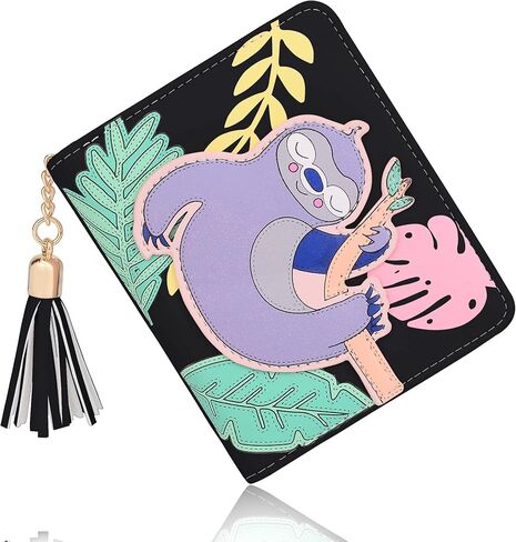 محفظة UTO للفتيات من جلد الكسل اللطيف نباتي صغير للنساء حامل بطاقات على شكل شرابة محفظة عملات كاواي in Kuwait