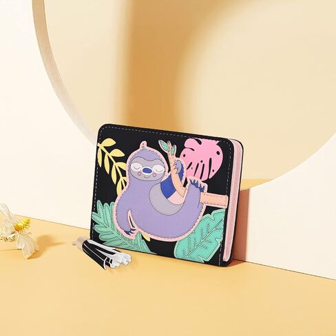 محفظة UTO للفتيات من جلد الكسل اللطيف نباتي صغير للنساء حامل بطاقات على شكل شرابة محفظة عملات كاواي in Kuwait