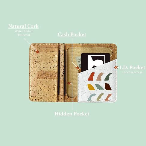 محفظة Lodgment Till Cork - حامل بطاقة الفلين - طباعة فنية - صديقة للبيئة - نباتية غير جلدية - مستدامة - ثنائية الطي (تاسي) in Kuwait