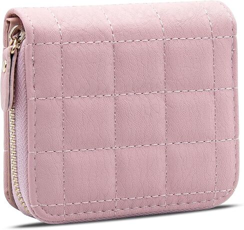 LJCZKA Small Wallet for Women Girls Bifold Quilted Leather Pocket Wallet Accordion Card Holder Wallet Compact Wallet (Black) in Saudi Arabia