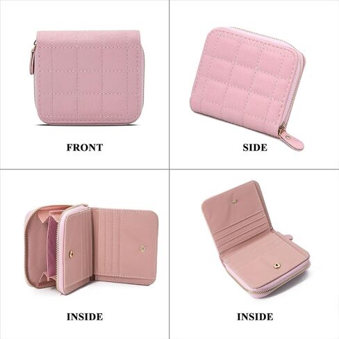 LJCZKA Small Wallet for Women Girls Bifold Quilted Leather Pocket Wallet Accordion Card Holder Wallet Compact Wallet (Black) in Saudi Arabia