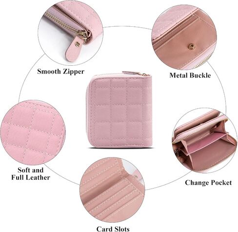 LJCZKA Small Wallet for Women Girls Bifold Quilted Leather Pocket Wallet Accordion Card Holder Wallet Compact Wallet (Black) in Saudi Arabia