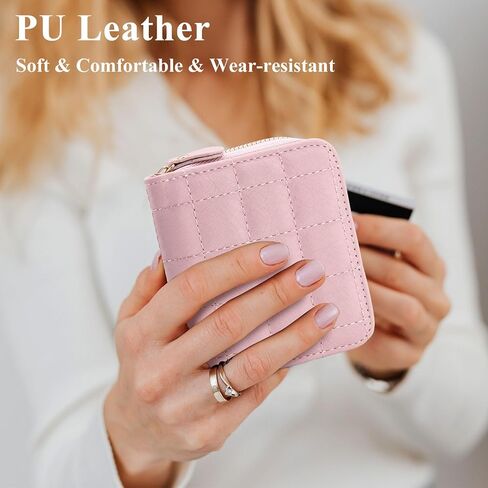 LJCZKA Small Wallet for Women Girls Bifold Quilted Leather Pocket Wallet Accordion Card Holder Wallet Compact Wallet (Black) in Saudi Arabia
