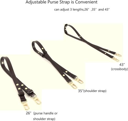 Xiazw Adjustable PU Leather Purse Handle Shoulder Crossbody Strap for Handbag Bucket Bag (Black - Gold) in Kuwait