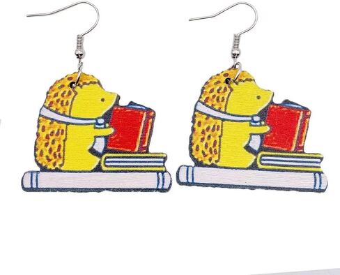 4 أزواج من أقراط المعلم للنساء والفتيات كتاب خشبي قوس قزح قلم رصاص أبل أقراط العودة إلى المدرسة مجوهرات هدايا تقدير المعلم in Kuwait