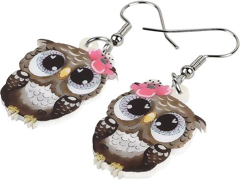 BONSNY Drop Dangle Cute Fun Brown Owl Earrings Bird Jewelry For Women Girls Kids Gift Charms in Saudi Arabia