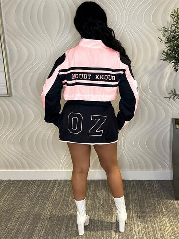 سترة Angsuttc Drive سترات اسكواش لسباق الدراجات النارية معاطف بأكمام طويلة ورسومات بيسبول عتيقة ملابس الشارع الشهير Pinknew M in Kuwait