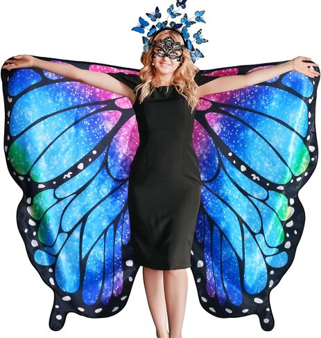 D.Q.Z Double Sided Butterfly Wings for Women Girls Cosplay, Fairy Dreamy Dress-Up Wings Shawls for Adults Halloween Party in Kuwait