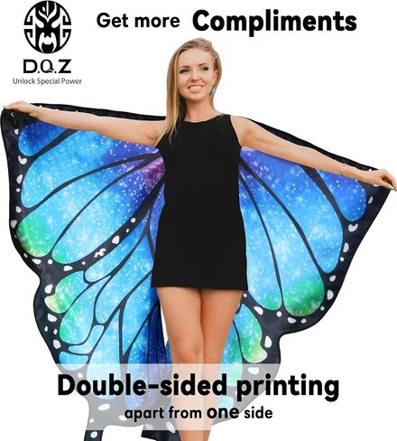 D.Q.Z Double Sided Butterfly Wings for Women Girls Cosplay, Fairy Dreamy Dress-Up Wings Shawls for Adults Halloween Party in Kuwait