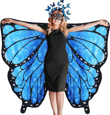 D.Q.Z Double Sided Butterfly Wings for Women Girls Cosplay, Fairy Dreamy Dress-Up Wings Shawls for Adults Halloween Party in Kuwait
