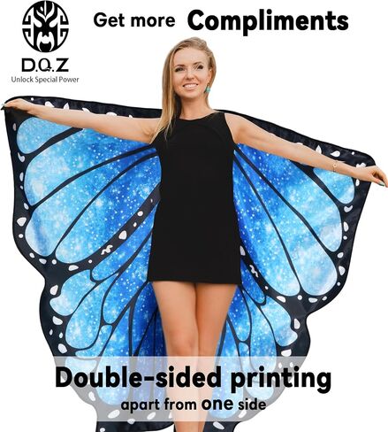 D.Q.Z Double Sided Butterfly Wings for Women Girls Cosplay, Fairy Dreamy Dress-Up Wings Shawls for Adults Halloween Party in Kuwait