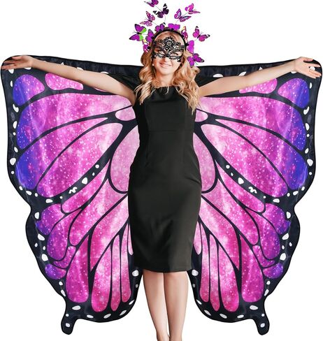 D.Q.Z Double Sided Butterfly Wings for Women Girls Cosplay, Fairy Dreamy Dress-Up Wings Shawls for Adults Halloween Party in Kuwait